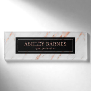 Roos Gold in Grey Marble Vrouw Employee Name Naambadge
