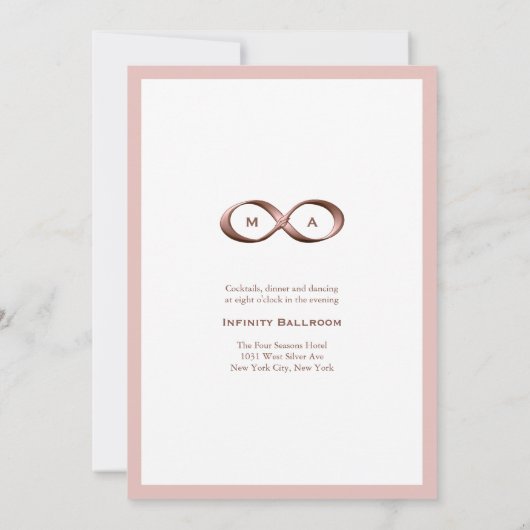 Roos Gold Infinity Hand gesp bruiloft uitnodiging (Achterkant)