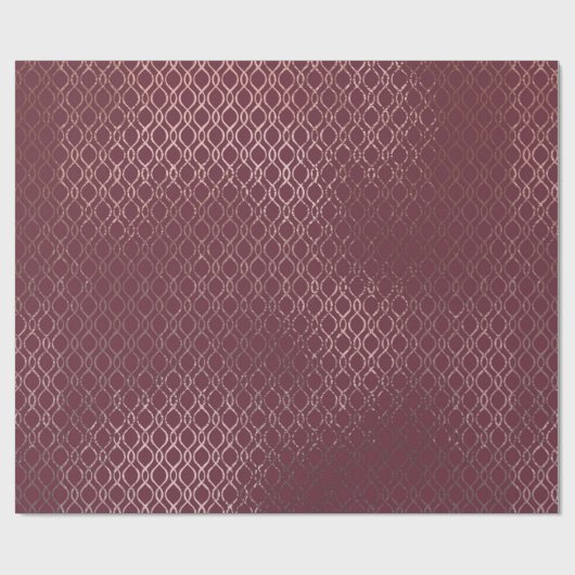 Roos Gold Interwoven Lattice Pattern op Bourgogne Cadeaupapier (Vlak)