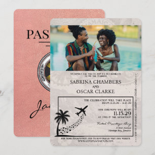 Roos Gold Jamaica Passport Wedding Invitation Kaart