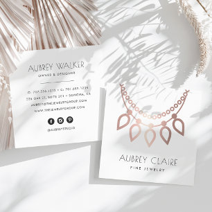 Roos Gold Ketting Jeweler Logo Vierkante Visitekaartje