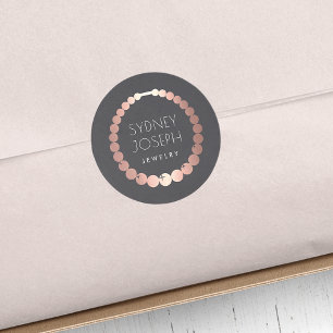 Roos Gold Ketting   Logo Joodse ontwerpen Ronde Sticker