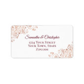 Roos Gold Lace & Burgundy Elegant Weddenschap Adre Etiket (Voorkant)
