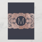 Roos Gold Lace en Navy Blue Wedding Menu (Achterkant)