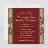  Roos Gold Lace Wedding Invitations Kaart (Achterkant)