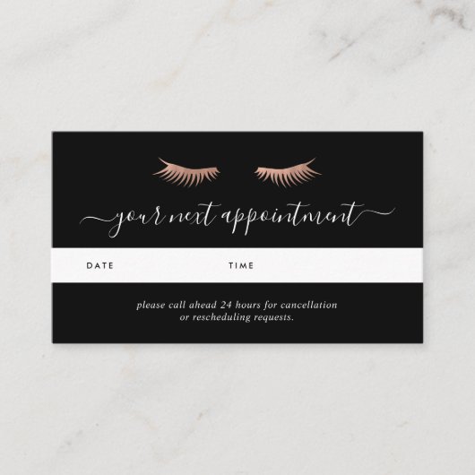 Roos Gold Lashes Appointards Afsprakenkaartje (Voorkant)