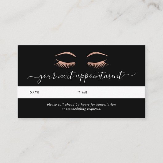 Roos Gold Lashes & Brows Appointards Afsprakenkaartje (Voorkant)
