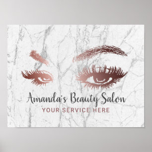 Roos Gold Lashes & Brows Marble Makeup Artist Poster