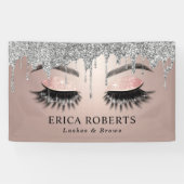 Roos Gold Lashes & Brows Salon Modern Silver Drips Spandoek (Horizontaal)