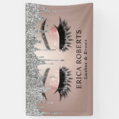 Roos Gold Lashes & Brows Salon Modern Silver Drips Spandoek (Verticaal)