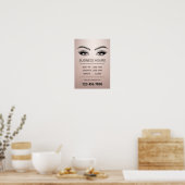 Roos Gold Lashes Makeup Artist Salon Openuren Poster (Keuken)