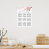 Roos Gold Leaves Fall Wedding Seding Chart Poster (Keuken)