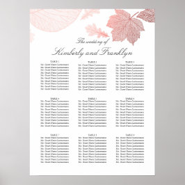 Roos Gold Leaves Fall Wedding Seding Chart Poster