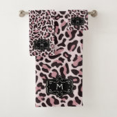 Roos Gold Leopard Print Monogram Luxe Towel set Bad Handdoek (Insitu)