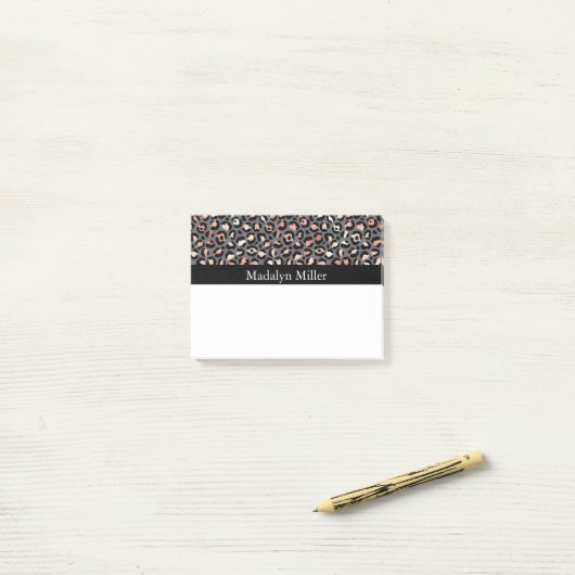 Roos Gold Leopard Print Post-it® Notes (Op bureau)