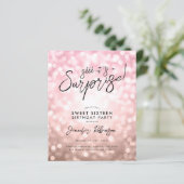 Roos Gold Lights Foto Surprise Sweet 16 Invites (Staand voorkant)