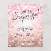 Roos Gold Lights Foto Surprise Sweet 16 Invites (Voorkant)