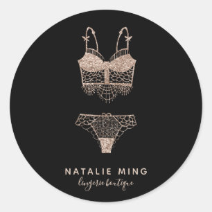 Roos Gold Lingerie Boutique Logo Ronde Sticker