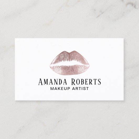 Roos Gold Lips Minimalist Makeup Artist Visitekaartje (Voorkant)