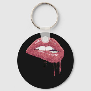 Roos Gold Lipstick Kiss Hot 80s Drip Lips 1980 Sleutelhanger