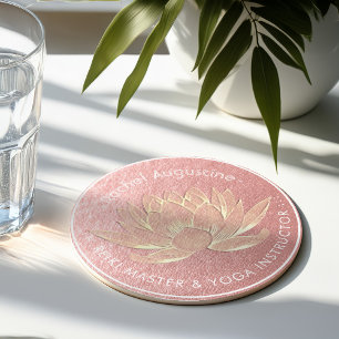 Roos Gold Lotus Yoga Studio Meditation Instructor Ronde Kartonnen Onderzetter