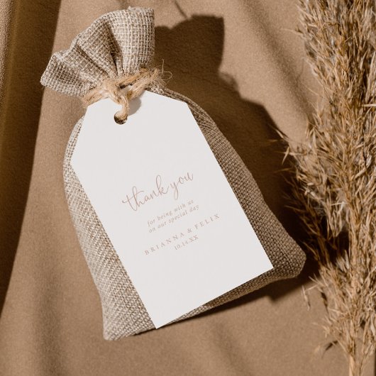 Roos Gold Love Fancy Script bruiloft dank u Cadeaulabel