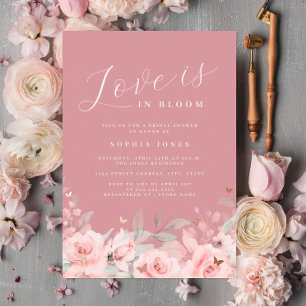 Roos Gold Love is in Bloom Blush Vrijgezellenfeest Folie Uitnodiging