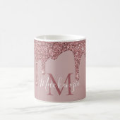 Roos Gold Luxury Driving Glitter Monogram Magische Mok (Center)