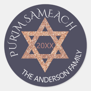 Roos Gold Magen David Custom Purim Any Holiday Ronde Sticker