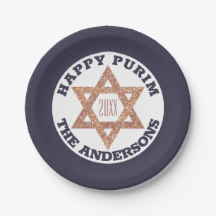 Roos Gold Magen David Star Happy Purim Party Papieren Bordje