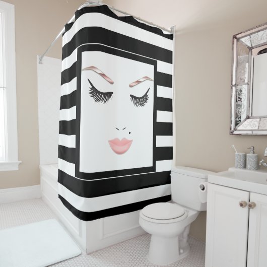 Roos Gold Makeup face Eyebrows Lips Glam Beauty Douchegordijn (In situ)