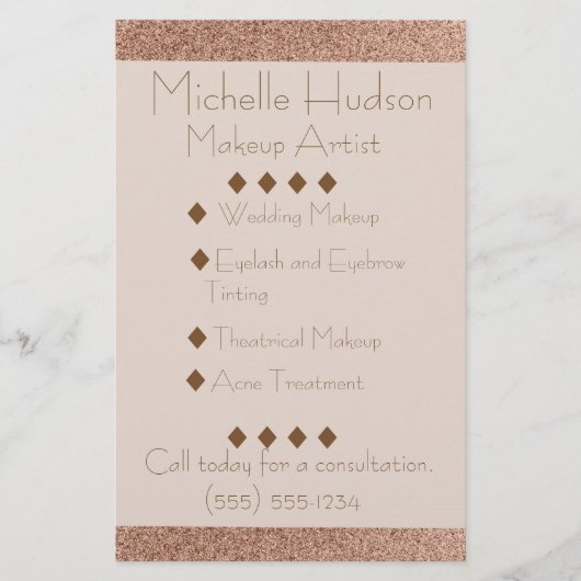 Roos Gold Makeup kunstenaar Beauty Salon Flyer (Voorkant)