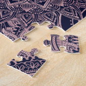 Roos Gold Mandala Collectie Blauw design Legpuzzel (Zijkant)