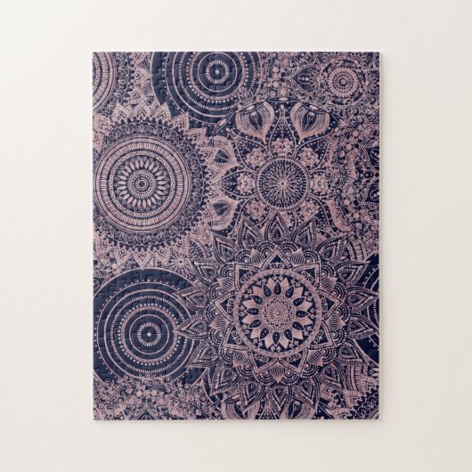 Roos Gold Mandala Collectie Blauw design Legpuzzel (Verticaal)