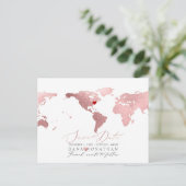 Roos Gold Map, elke bestemming Save the Date Briefkaart (Staand voorkant)