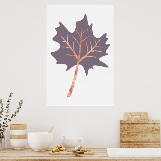 Roos Gold Maple Leaf Wall Print (Keuken)