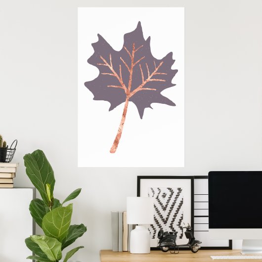 Roos Gold Maple Leaf Wall Print (Thuiskantoor)