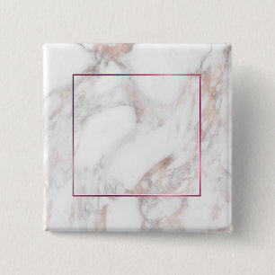 Roos Gold Marble - Aangepast elegante lege Sjabloo Vierkante Button 5,1 Cm