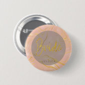 Roos Gold Marble Agate Glitter Bride Button (Voorkant /achterkant)