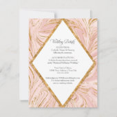 Roos Gold Marble Blush Pink Weddenschap Details Kaart (Voorkant)