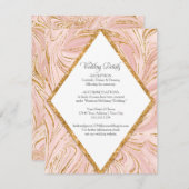 Roos Gold Marble Blush Pink Weddenschap Details Kaart (Voorkant / Achterkant)