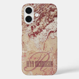 Roos Gold Marble iPhone 16 Hoesje