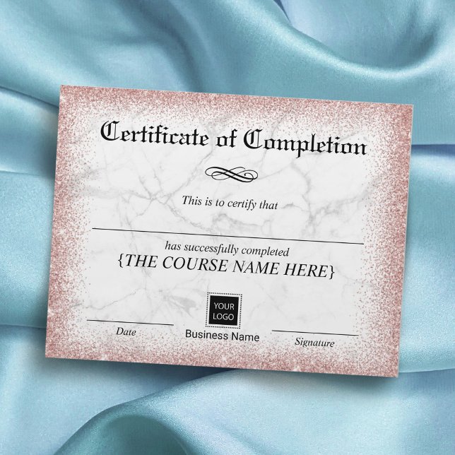 Roos Gold Marble Certificate of Completion Award (Creator heeft geüpload)