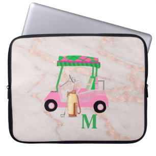 Roos Gold Marble Chic Golf Gal Laptop Sleeve