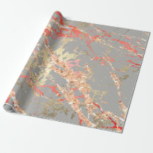 Roos Gold Marble Coral Grey Bright Roze Abstract