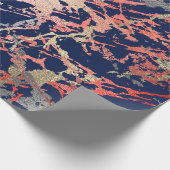 Roos Gold Marble Coral Navy Copper Abstract Cadeaupapier (Hoek)