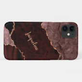Roos Gold Marble Geode Burgundy Pink Modern Name Case-Mate iPhone Case (Achterkant (horizontaal))