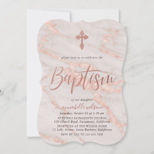 Roos Gold Marble Girl Baptism Uitnodiging