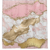 Roos Gold Marble Glitter Agate Douchegordijn (Voorkant)