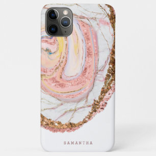 Roos Gold Marble Glitter Monogram iPhone 11 Pro Max Hoesje